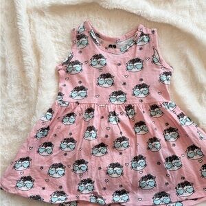 Adorable Pink Infant Dress with Cute Cat Print Sz 12m AK
